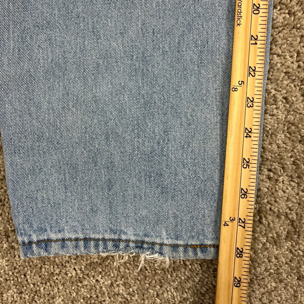 Levis 550 Jeans Mens 34x30 Light Wash Blue Straight Leg 5 Pocket Distressed FLAW